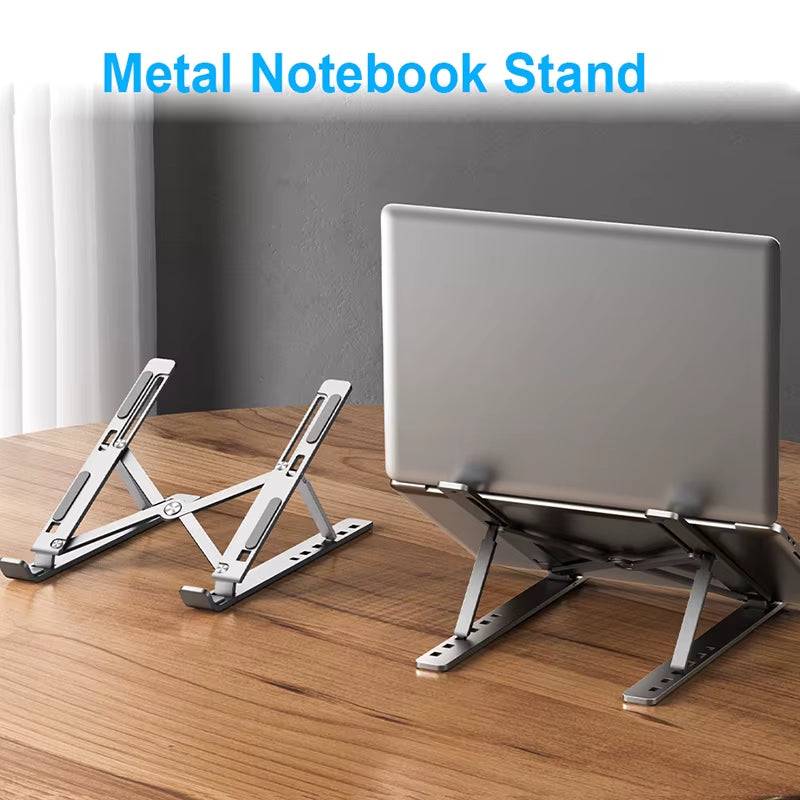 Elevate Your Workspace with the Adjustable Aluminum Alloy Laptop Stand - Foldable, Portable, and Non-Slip for Ultimate Cooling and Comfort