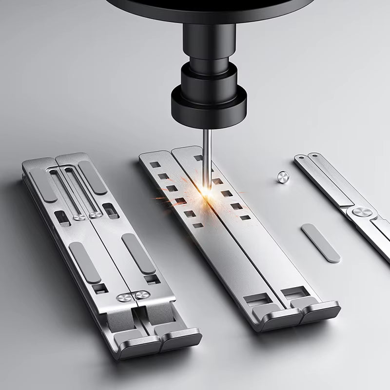 Elevate Your Workspace with the Adjustable Aluminum Alloy Laptop Stand - Foldable, Portable, and Non-Slip for Ultimate Cooling and Comfort