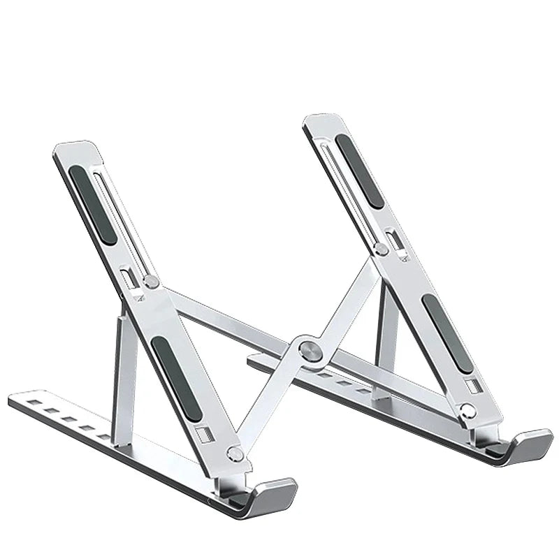 Elevate Your Workspace with the Adjustable Aluminum Alloy Laptop Stand - Foldable, Portable, and Non-Slip for Ultimate Cooling and Comfort