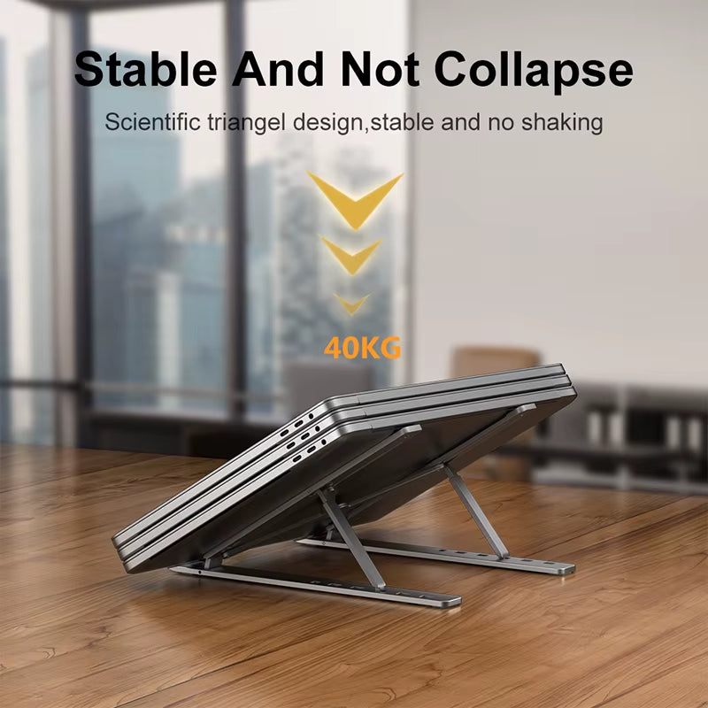 Elevate Your Workspace with the Adjustable Aluminum Alloy Laptop Stand - Foldable, Portable, and Non-Slip for Ultimate Cooling and Comfort