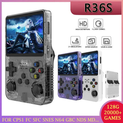 R36S Retro Handheld Game Console - 3.5 Inch IPS Screen, 20,000 Games, Portable Linux System